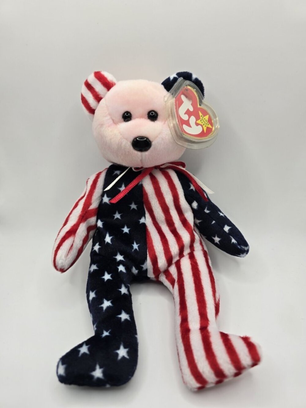 Ty Beanie Baby, Spangle Bear Light Pink Head 1999 Stuffed Animal Toy